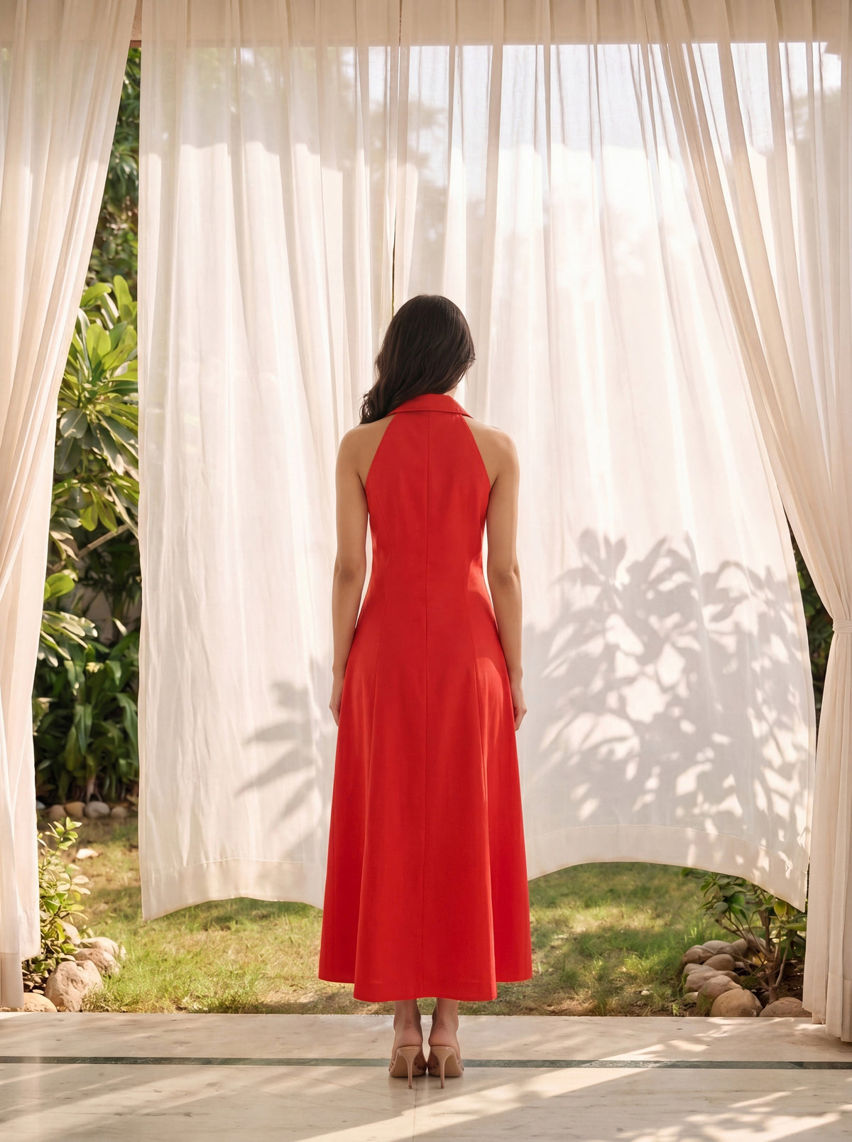 Tailored Button-Front Sleeveless Dress