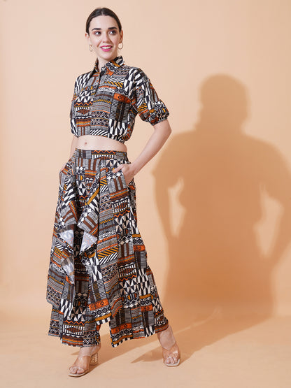 Womens Co-ord Set With Elasticated Crop Top and Elasticated Pants