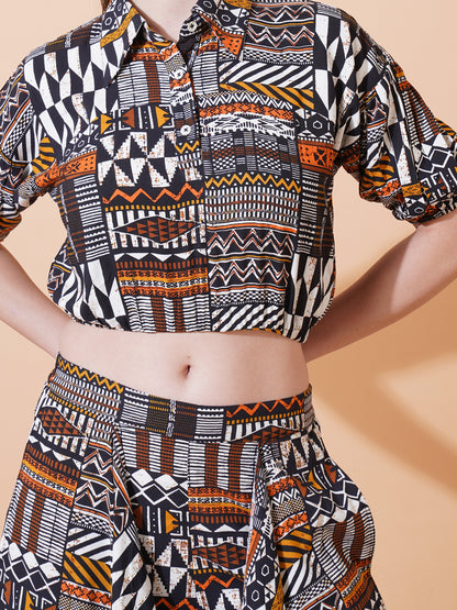 Womens Co-ord Set With Elasticated Crop Top and Elasticated Pants