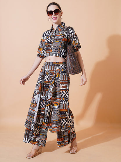Womens Co-ord Set With Elasticated Crop Top and Elasticated Pants