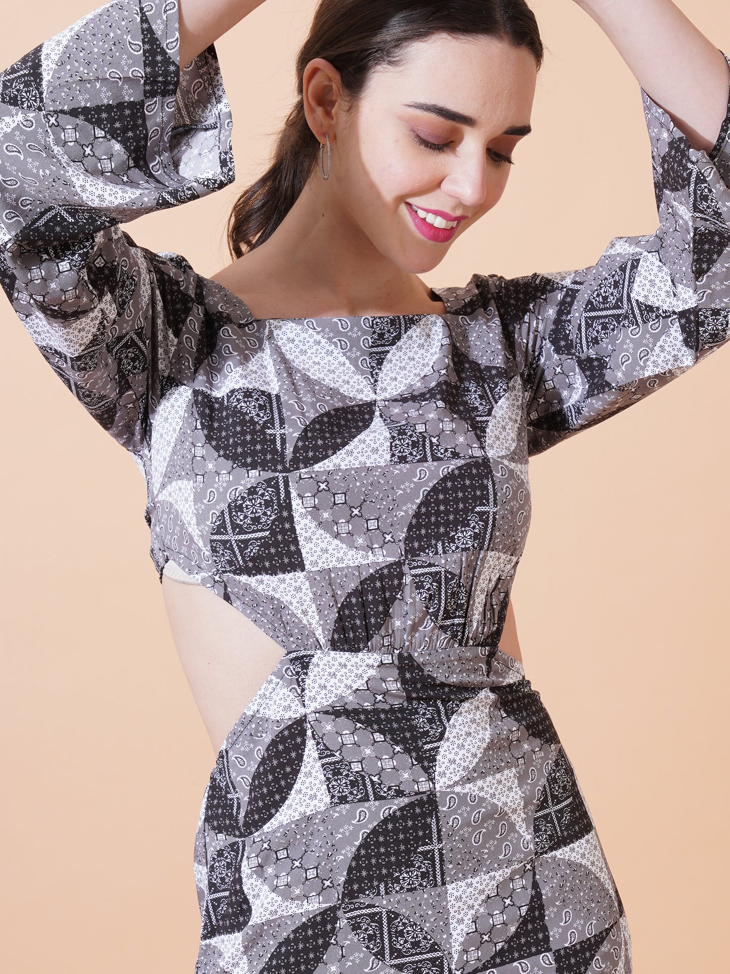 Womens Casual Midi Dress With Back Tie Up