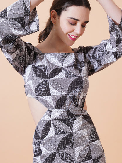 Womens Casual Midi Dress With Back Tie Up