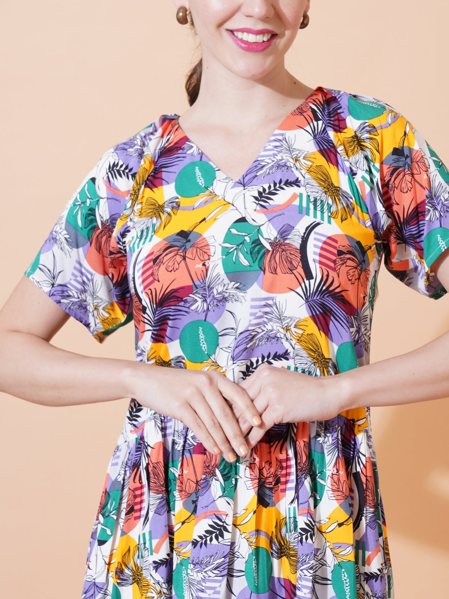Womens Casual Puff Sleves Mini Dress