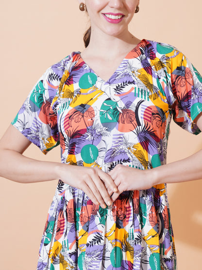 Womens Casual Puff Sleves Mini Dress