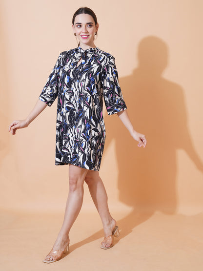Womens Casual Mini Dress With Front Tie Up