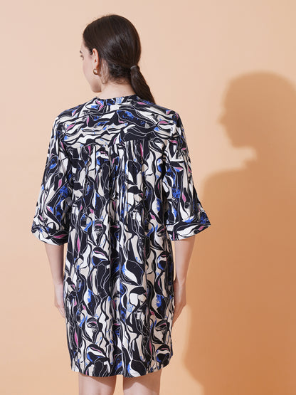 Womens Casual Mini Dress With Front Tie Up